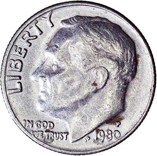 1980 Rv Десятицентовик Рузвелт 10 цента е Много Добър