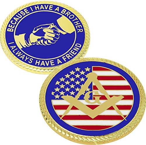 MasonicMan Флаг на САЩ Метална Масонская Монета Масонството Двустранно Монета на Обаждане, Подарък чанта (4 опаковки)