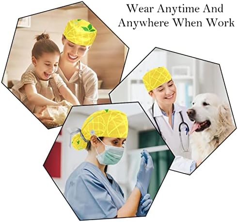 Работна Шапка за момичета с Пуговицей и тренировъчната панделка, 2 Опаковки Многократно Хирургически шапки за еднократна употреба с Държач