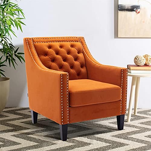 Комплект от 2 стола с оранжев Луксозен акцент за всекидневната - Съвременно стол средата на века, Диван, Фотьойл sillones para sala dormitorio,
