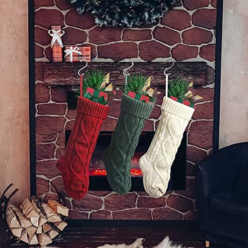 Класически 6 Опаковки Трикотажни Коледни Чорапи, Плетени Калъф За Украса За Отглеждане, Селски Коледна Украса, Венец За Отвора На Вратата