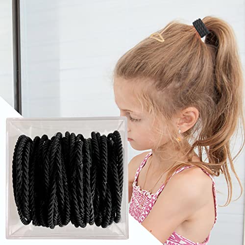 Кожена лента, висока еластичност, здрава въже за връзване на косата, дамски проста черна лента за коса, 50 бр., меки мини-гумени