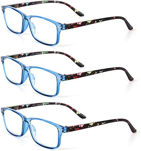 3 Опаковки Очила за четене с блокиране на синя светлина за жени и мъже, 5 двойки Компютърни Ридеров за защита от Пренапрежение на очите
