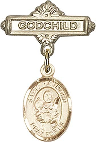 Детски икона Jewels Мания за талисман на Светия Реймънд Ноннатуса и игла за икона Кръщелник | Детски иконата със златен пълнеж с талисман