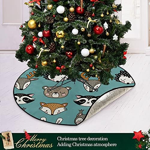 Сладки Животни Коледно Дърво Мат Водоустойчив Шкаф За Дърво Тава Мат Килим Под Коледна Елха Аксесоар за Защита на пода Празничен Къща