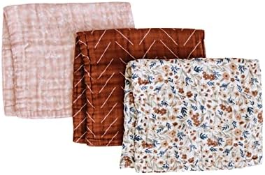 Бебешки кърпички от оригване Mebie, 3 опаковки с флорални принтом, Определени муслиновых салфетки от оригване за регургитация, Пускания слюней