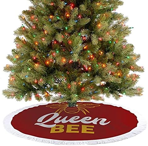 Кралицата на Пчелите Коледно Дърво Поли Мат с Ресни за Хелоуин Селска Къща Декорация за Празничната партита 48 x 48