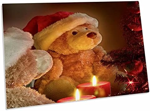 3dRose Коледни Плюшени мечки с Празнична Елха и Свещи - Настолни подложки (dpd-164733-1)