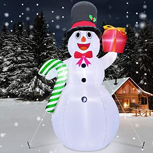TURNMEON 10 Фута Гигантски Коледни Надуваеми Изделия Снежен човек Леденцовая Бастун Коледни Екстериорни Декорации с Led Фенери