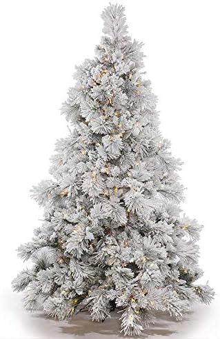Изкуствена Коледна Елха Vickerman 3,5' от Флока на Алберта, Топли Бели led Светлини - Изкуствена Елха, която е Покрита със Сняг