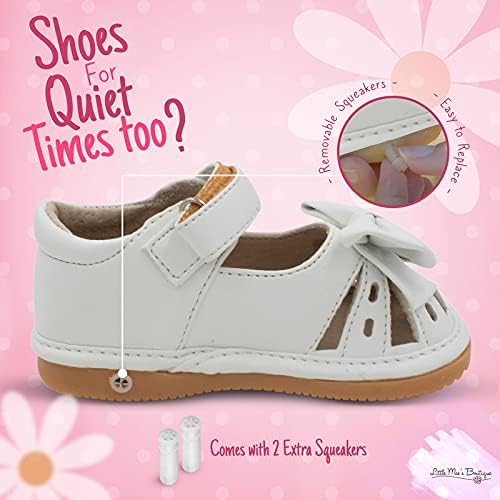 Бутик Little Mae's Mary Jane с скрипучими туфлями за малки момичета, Идеални обувки за разходка с подвижни пищалкой и Регулируема