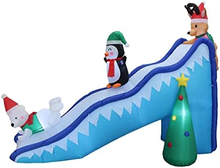 Комплект от ДВЕ УКРАСА за коледното парти, включва в себе си огромен в Дядо Коледа с височина 14 фута и в Пингвин с дължина от 9
