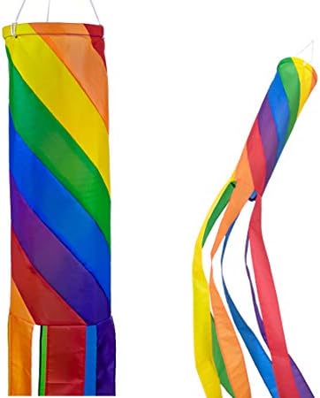 Madrona Brands Спирала Rainbow Windsock | Трайно Подвесное Украса за улица | Двор, Градина, Веранда, вътрешен Двор и др | 60 Инча