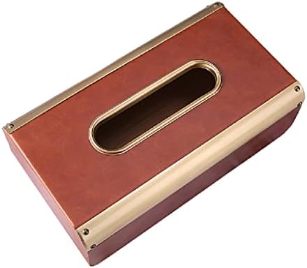 DINGZZ Латунная Кожена кутия за салфетки със Златен щрих, Държач за Кърпички За дома, Хол, Настолна кутия за салфетки (Цвят: D,