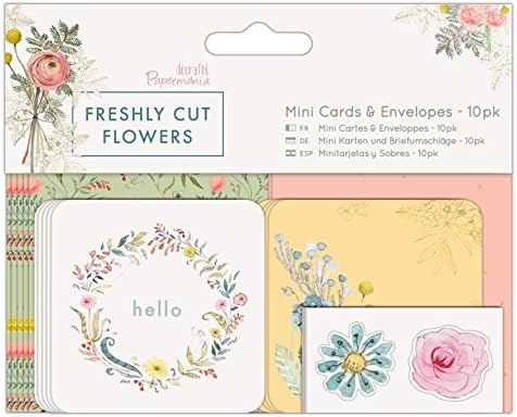 Мини-картички и пликове с свежесрезанными цветя Papermania (опаковка от 10 броя)