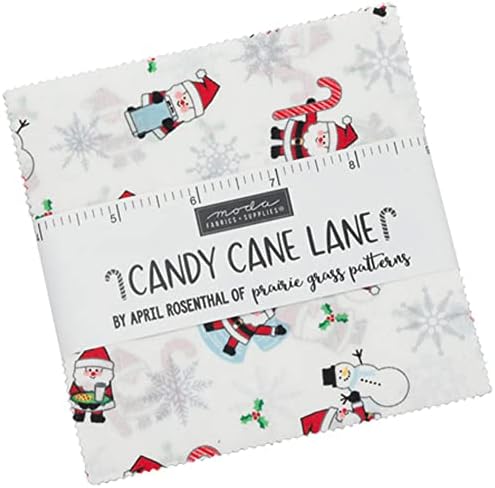Очарователен опаковка Moda Fabrics Candy Cane Lane от Април Розентал с модели от прерийной билки; Квадрати за стеганого завивки