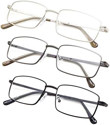 Мъжки Големи Правоъгълни Очила за четене Gr8Sight в опаковка от 3 теми с Пружинным дужкой
