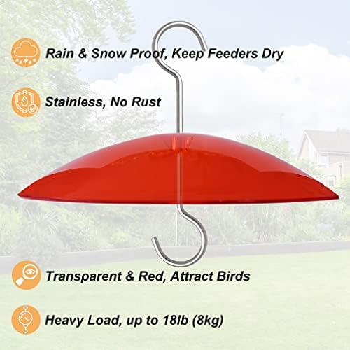 8 Мини-защита от атмосферни влияния, за хранилки за птици - Малък Защитен Купол От дъжд/Сняг / Слънцето - Червено Диаметър. 20 СМ