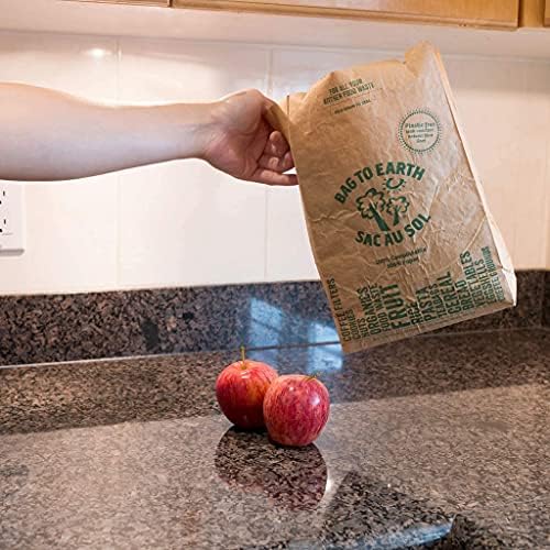 Чанта за земята - Кухненски чанта за хранителни отпадъци - Комплект от 4 Компостируемых пакети - Фланец Целлюлозный подложка - Малък
