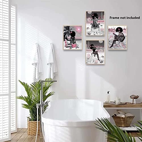 Стенен декор за баня с черна момиче, Афроамериканская Кралицата, Плакати с черна кралица, Модерно Стенно изкуство за баня, най-Забавната