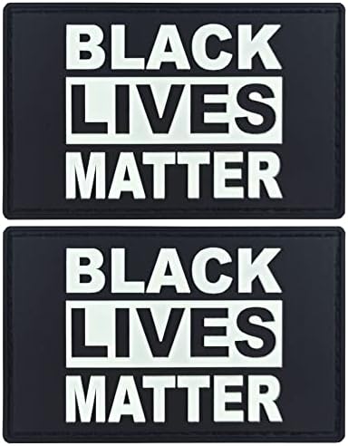 JBCD Черна нашивка с флага Lives Matter BLM Тактическа нашивка - PVC Гумена нашивка с цип кука и контур (2 опаковки)