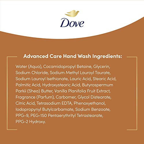 Препарат за измиване на ръцете на Dove Advanced Грижа с масло от шеа и топла ванилия 4 Порции за мека и гладка кожа, съдържа повече овлажняващи