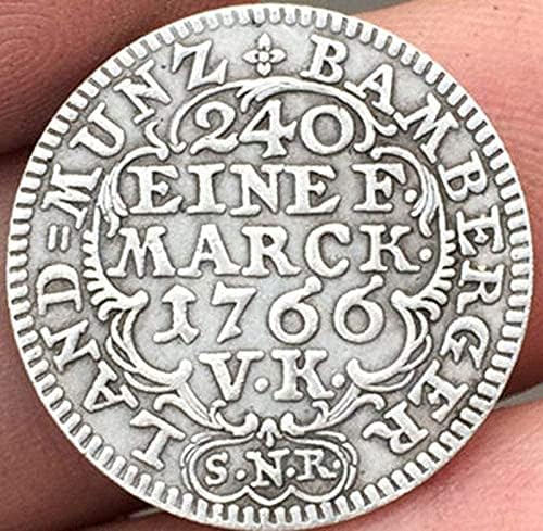 1766 Германската Монета покрит с Мед, Сребърна Каменна Монета, Монета Занаят, Колекциониране на монети Възпоменателна Монета