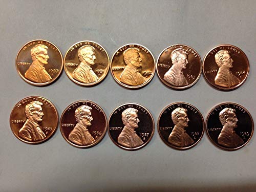 1980-1981 1982 1983 1984 1985 1986 1987 1988 1989 Доказателство за 10 цента на Мемориала на Линкълн десет годишен тираж монети