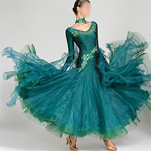 CCBUY Костюми, облекло за Танци балната зала, Женски Рокли за състезания, Стандартна Облекло за Танци с Дълъг ръкав (Цвят: