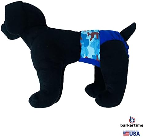 Водоустойчив Пелена за кучета Barkertime Blue Camo Premium S, с Отвор за опашката - Произведено в САЩ