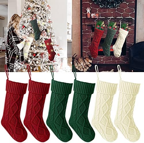 NEARTIME Classic 6 Опаковки Трикотажни Коледни Чорапи, Възли Чулочные Украса, Чорапи в селски стил за семейна почивка, цвят