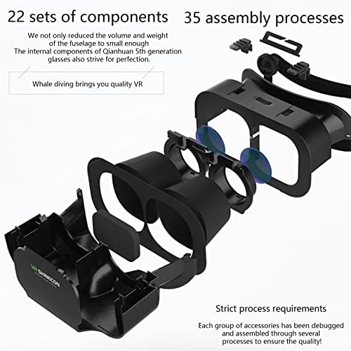 Nsxcdh 3D VR Очила, Слушалки, очила за виртуална реалност 3D VR Слушалки с дръжка за дистанционно управление, за филми и игри Bluetooth, Съвместима