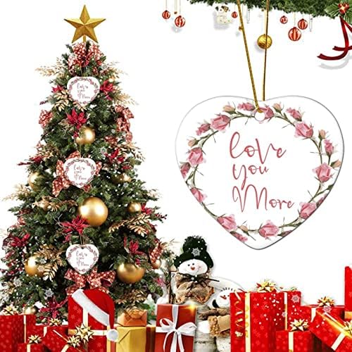 3 Инча Обичам Те Повече Цветен Венец Цитат Украса Сърцето на Коледна Украса за Деца, Момчета, Момичета Висящи Украшения