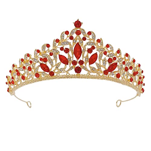 Сватбена Тиара SH Принцеса за булка, Червена Корона на Кралица, Кристални Корони и Диадеми за Жени, шапки от Страз за Рожден