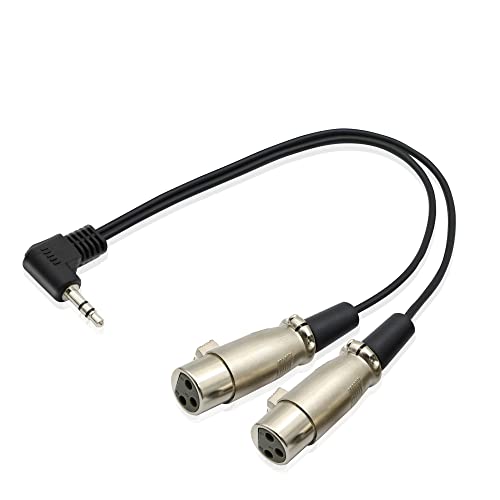 PNGKNYOCN 3,5 мм на Двойно XLR Y-разветвительному кабел 90 градуса 1/8TRS Стерео до 2 XLR Гнездовому Микрофонному кабел за професионално аудиооборудования, като микрофони, запис