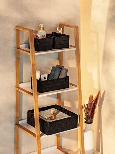 Кошница за баня WENKO Adria, черна, комплект от 4 теми, красива кошница за съхранение в размери S, M и L за кухня, баня