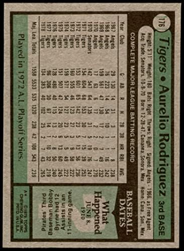 1979 Topps 176 Аурелио Родригес Детройт Тайгърс (Бейзболна картичка) NM/MT+ Тайгърс