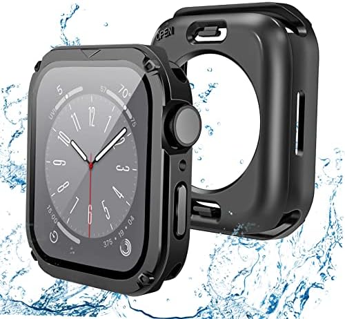 Здрав и водоустойчив калъф 2-в-1 IP45, съвместим с Apple Watch 44 мм серия SE 6 5 4 Защитно фолио за екрана, Вградени в предната и задната