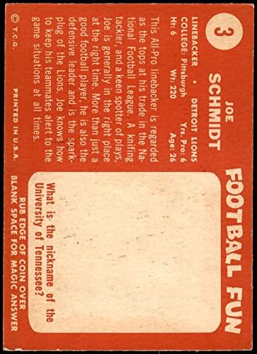 1958 Topps # 3 Джо Шмид Детройт Лайонз (Футболна карта), БИВШ играч на Лайонз Питсбърг