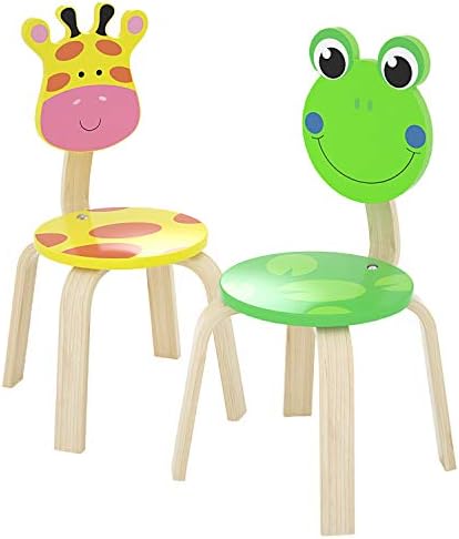 iPlay, iLearn, Комплекти дървени детски столове от 2 теми, Детски Столове с животни под формата на Жираф и Жаби от естествена дървесина, Комплект Мебели за деца, Момчета и ?