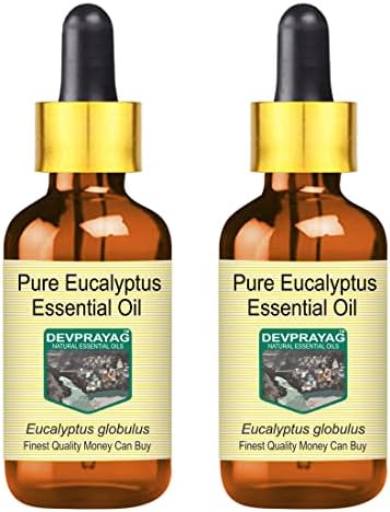 Devprayag Чисто етерично масло от евкалипт (Eucalyptus globulus) със Стъклен взетия, дистиллированное пара (опаковка от два броя),
