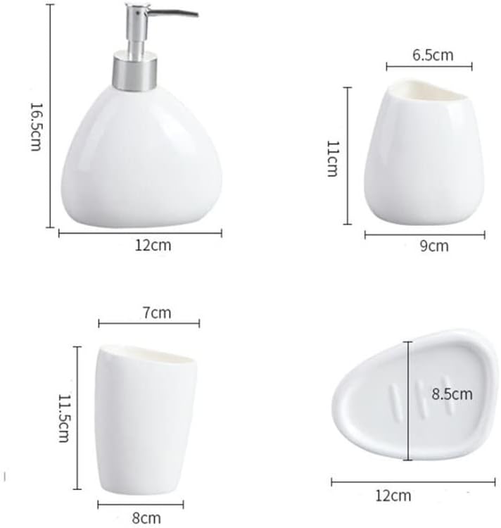 ZLXDP Бяла Керамика Набор от Аксесоари За Баня Опаковка Сапун Притежателя на Четка за зъби Кутия За Памучни Тампони Средства За