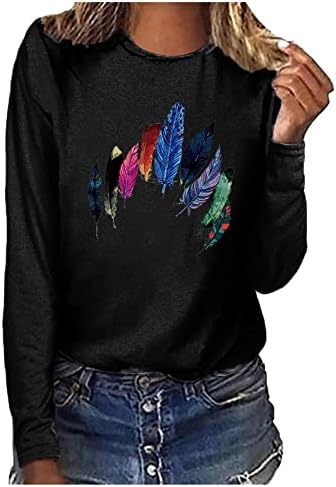 Горната Риза за Момичета Есенно-Летни Дрехи Regular Fit Памук Топ с кръгло деколте и дълги ръкави и Графичен Дизайн Случайни