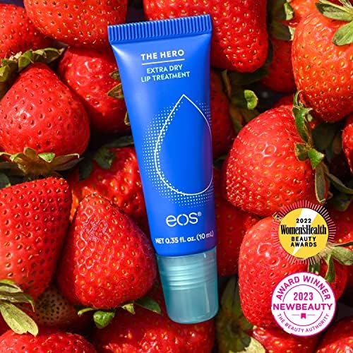 eos The Hero Lip Repair, Средство за възстановяване на сухи устни, хидратира 24 часа, Натурален екстракт от ягоди, 0,35 течни унции, 2 опаковки