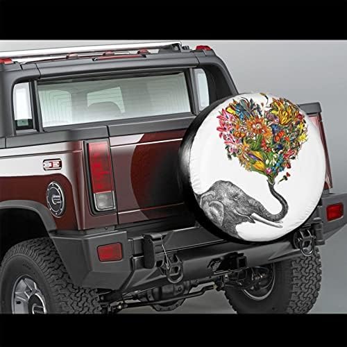 Чанти и калъфи за гуми Слон с цвете във формата на сърце, Калъф за резервна гума, Преносими чанти за колелата, за удобство