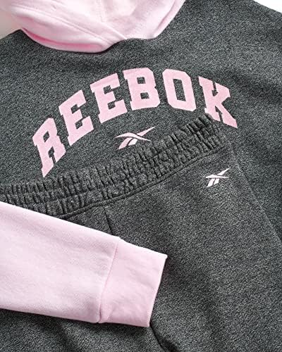 Спортен костюм за момичета Reebok - Руното hoody с качулка от 2 теми и спортни панталони за джогинг (Размер: 7-12)