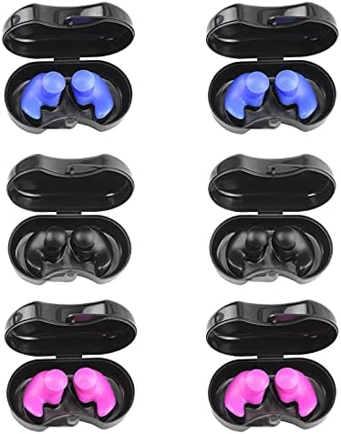6 Двойки Берушей за Плуване Водоустойчив тапи за уши за плуване, за Многократна употреба Силиконови Ушни Втулки за Възрастни, за Плуване,