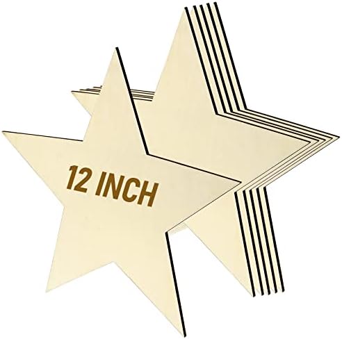 MAHIONG 6 Опаковки 12-Инчов Дървени Фигури във формата на Звезди, по-Големи Патриотични Деколтета под формата на Дървени Звезди