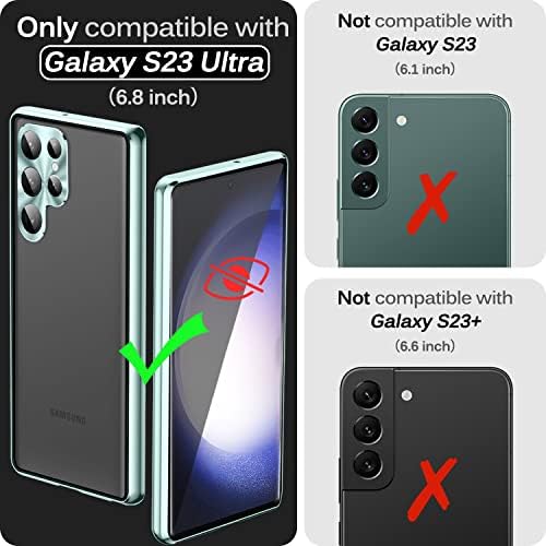 Калъф Miimall за Samsung Galaxy S23 Ultra с защитно фолио за екрана, калъф S23 Ultra с защитно фолио за обектива и алуминиева рамка, Магнитен
