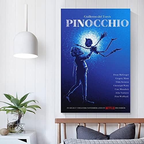 Анимационен Плакат 2022 година, Плакат с филма Пинокио Гилермо Дел Торо, Плакат (1), Живопис върху платно, монтиран на стената Художествен